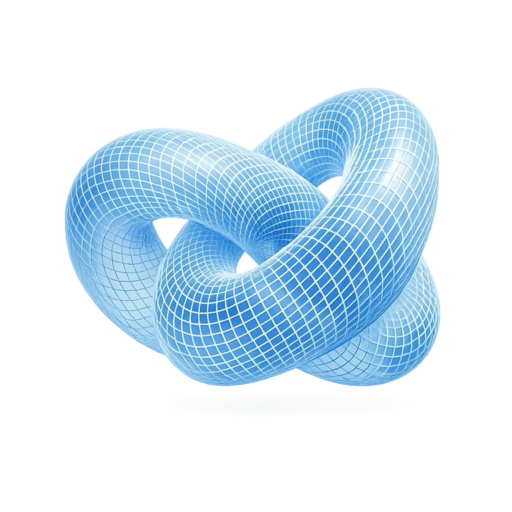 איור תלת-ממדי של צורת TorusKnot גיאומטרית